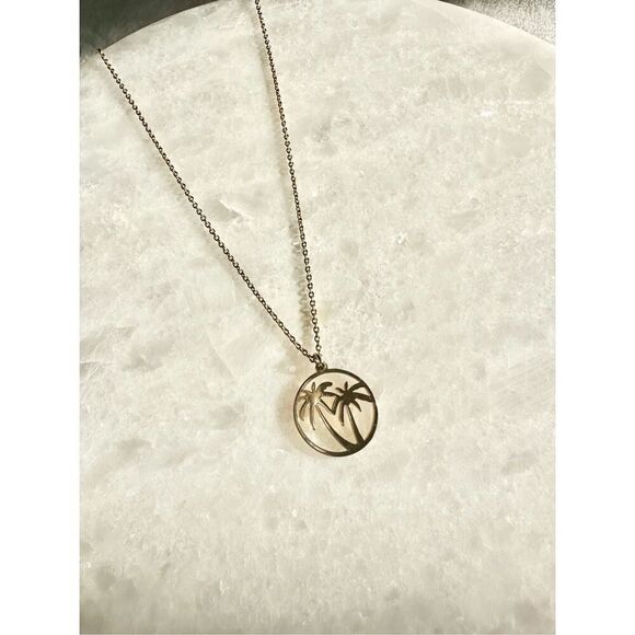 Twin palm tree gold pendant necklace  - Picture 1 of 1